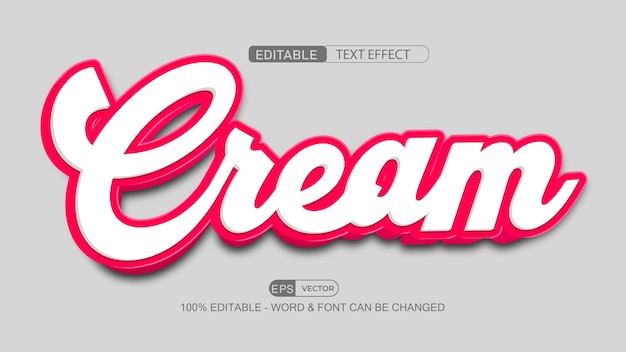 Cream Editable Text Effect Vector 3d Style