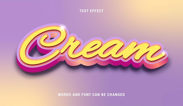 Vettore cream fancy text effect editable eps cc