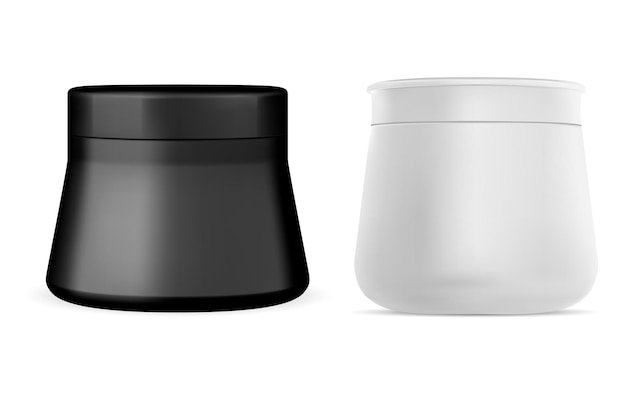 Cream jar mockup Black cosmetic cream realistic bottle Round glossy packaging for face butter