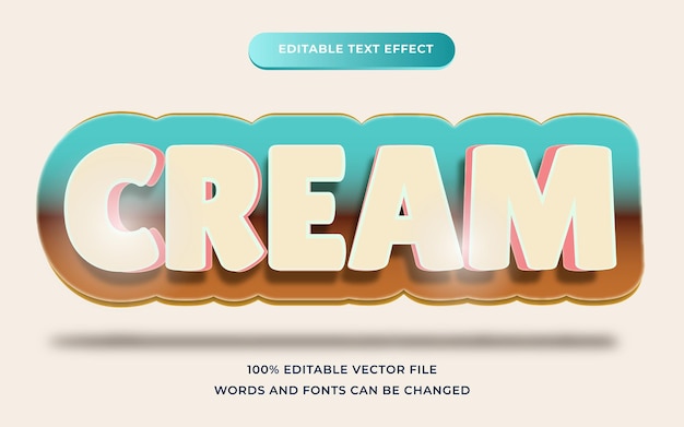 Vector cream modern text effect editable