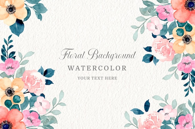 Cream and pink floral background with watercolor