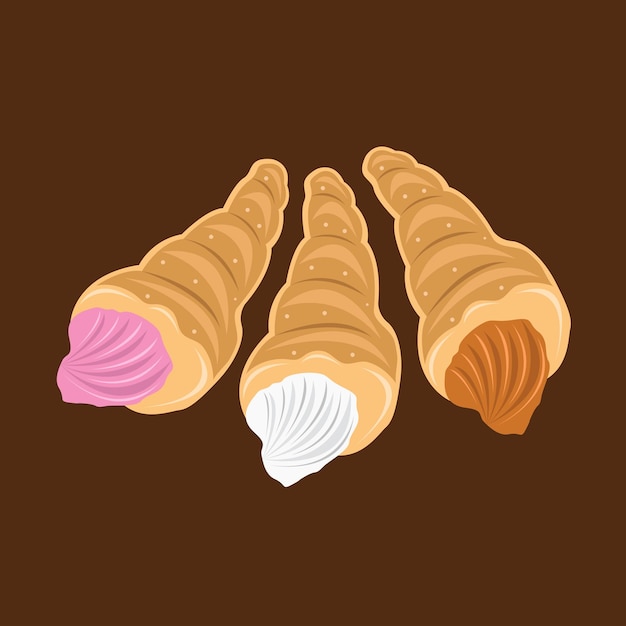 Cream roll pastry vector illustration