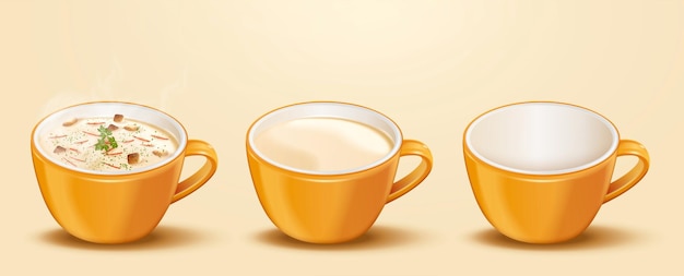 Cream soup in ceramic cups