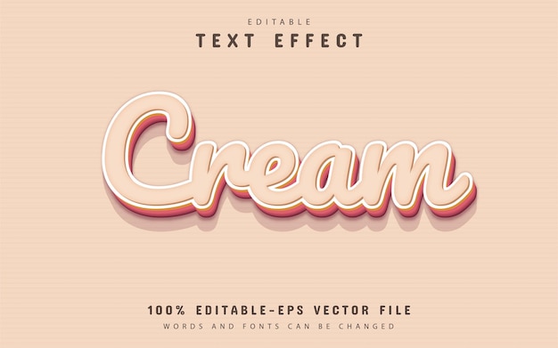 Vector cream text, editable 3d text effect