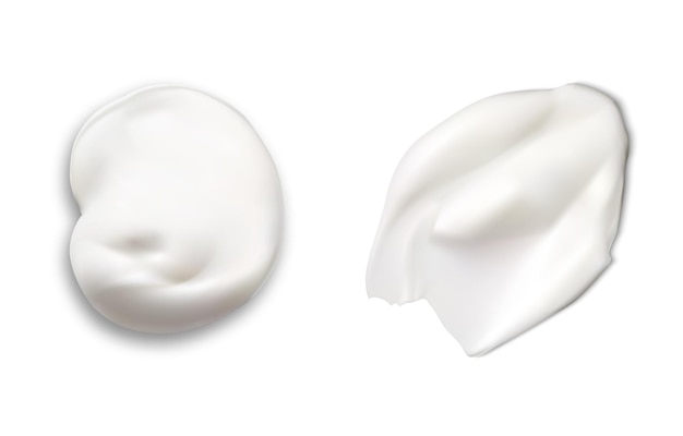 Campione di vettore di consistenza crema striscio di gel cosmetico bianco pelle realistica del tratto di crema per il viso