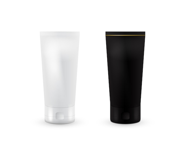 Vector cream tube mock up set with. black and white color. cosmetic container. mock up.