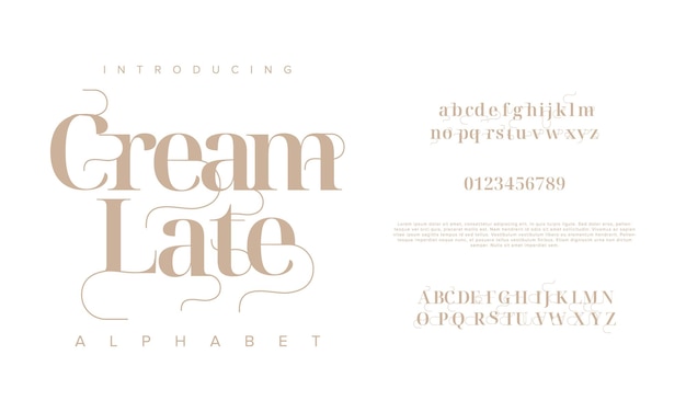 Creamlate premium luxury elegant alphabet letters and numbers Elegant wedding typography classic