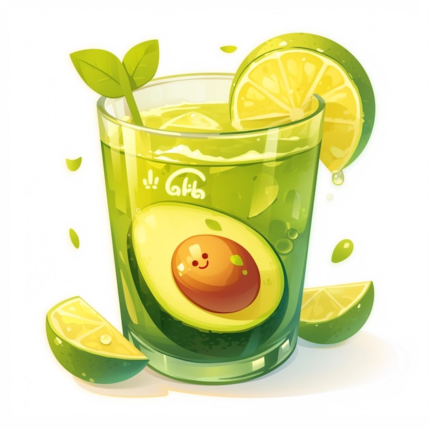 Creamy Avocado Smoothie Smooth Cartoon Style