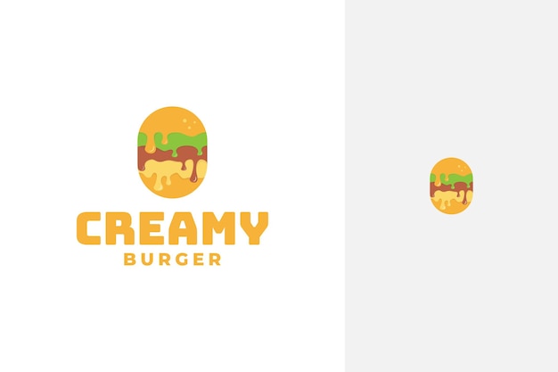 Creamy burger logo design vector