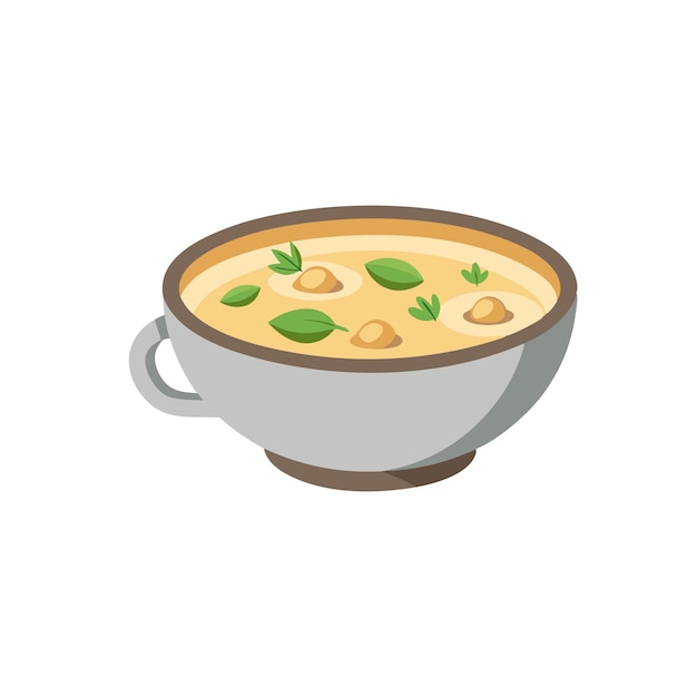 Creamy paddenstoel soep voedsel maaltijd schaal geïsoleerde platte vector illustratie op witte achtergrond