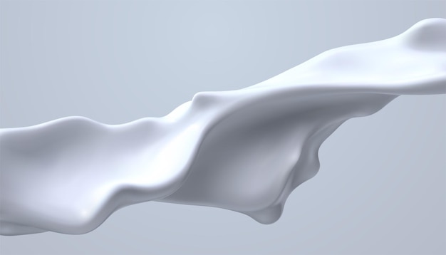 Vector creamy white liquid wave isolated