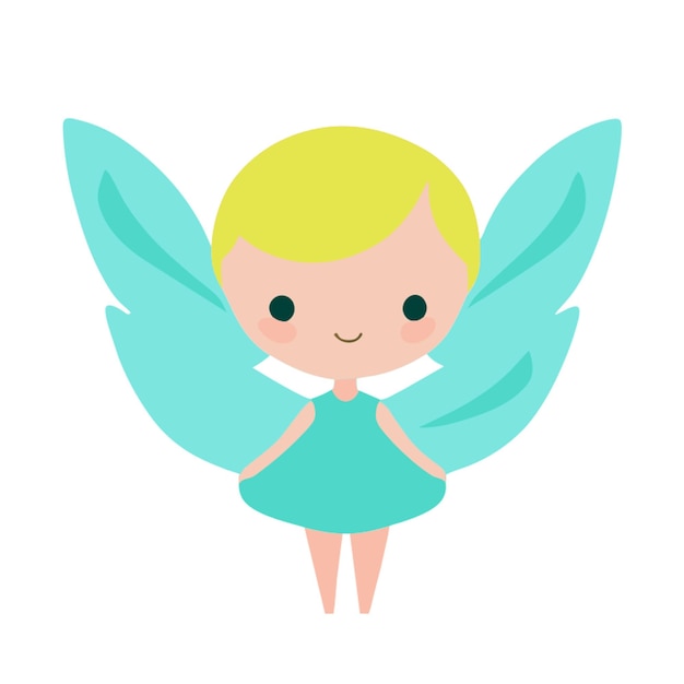 create a cartoon of a happy little fairy full body vector illustration