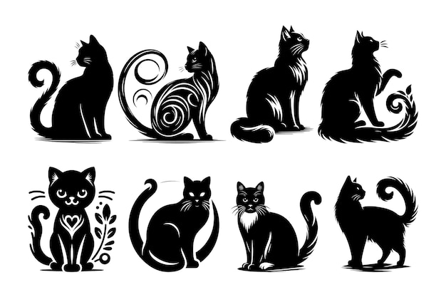 create a cat vector silhouette