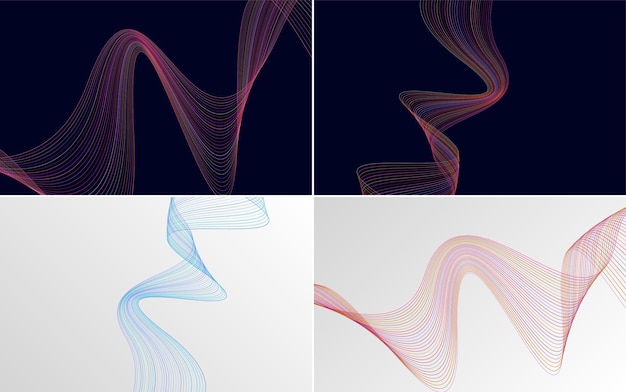 Create a cohesive aesthetic with this set of 4 geometric wave pattern backgrounds