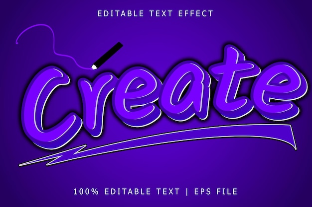 Vector create editable text effect 3 dimension emboss simple style