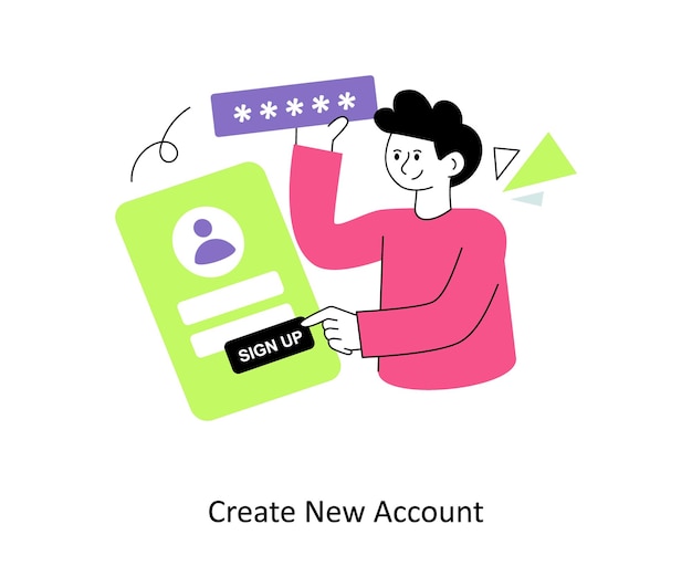 Vector create new account flat style design vector illustration stock illustration