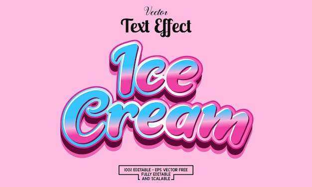 create on a pink background ice cream editable text effect