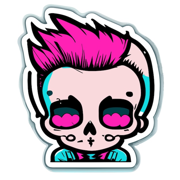 Vector create a punk sticker lil peep type skull design