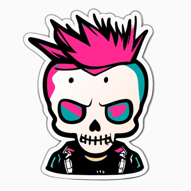 Create a punk sticker lil peep type skull design