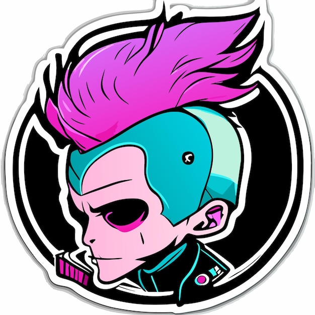 Vector create a punk sticker lil peep type skull design