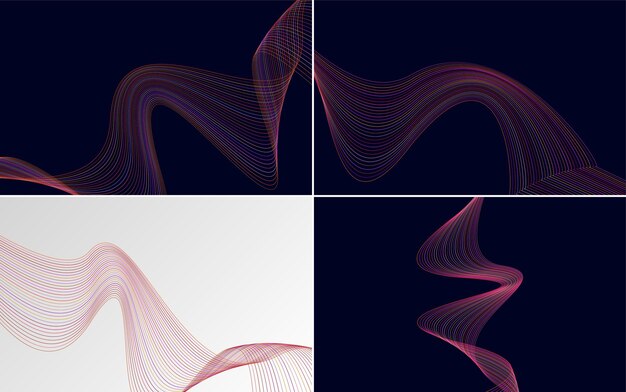 create a unique aesthetic with this set of 4 waving line vector backgrounds