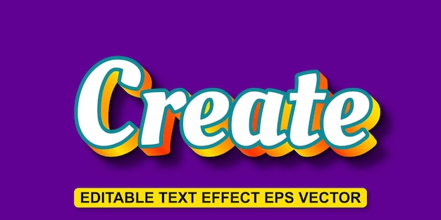 Vector create white color editable 3d text effect eps vector