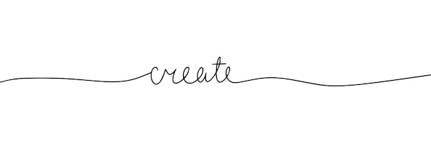 Create word one line continuous calligraphy text line art handwriting vector illustration