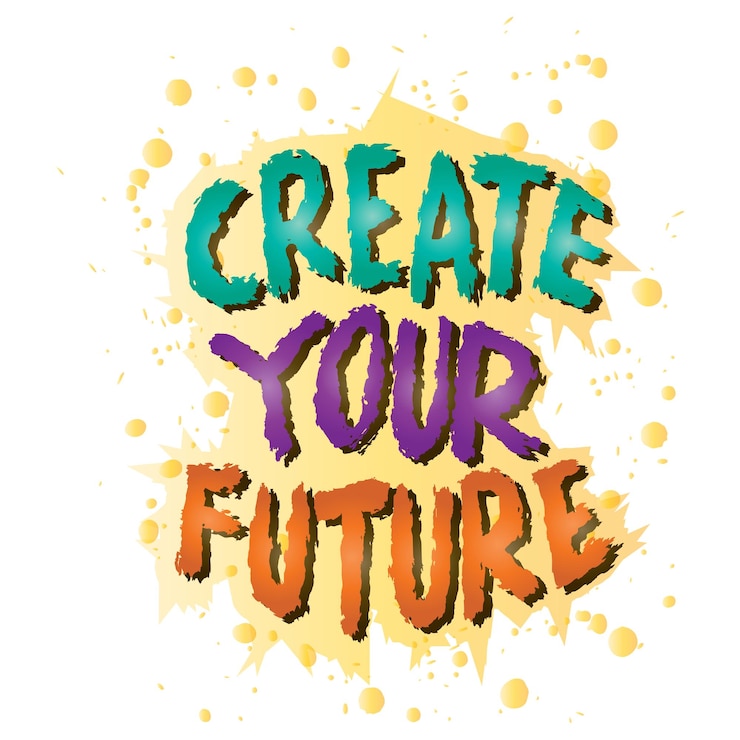 वेक्टर create your future inspirational quote hand drawn lettering vector illustration