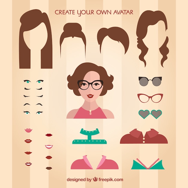 Vector create your own female avatar