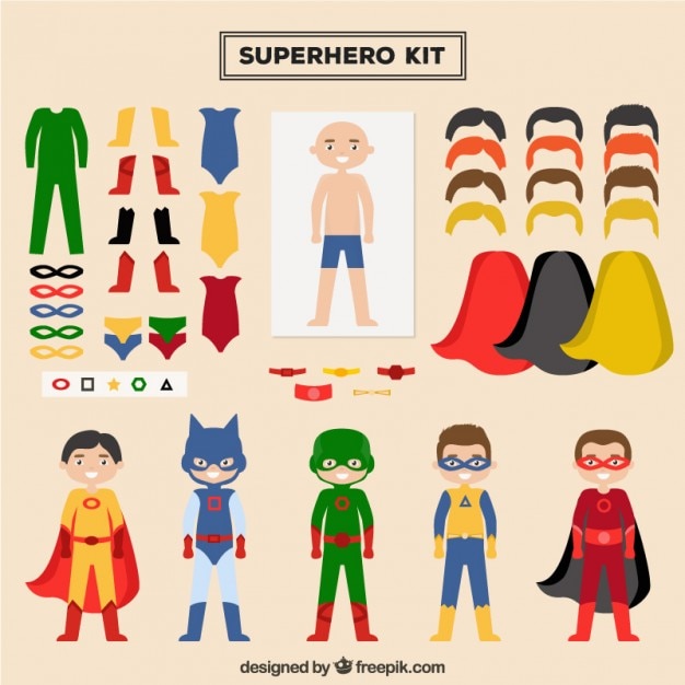 Vector create your superhero with this kit