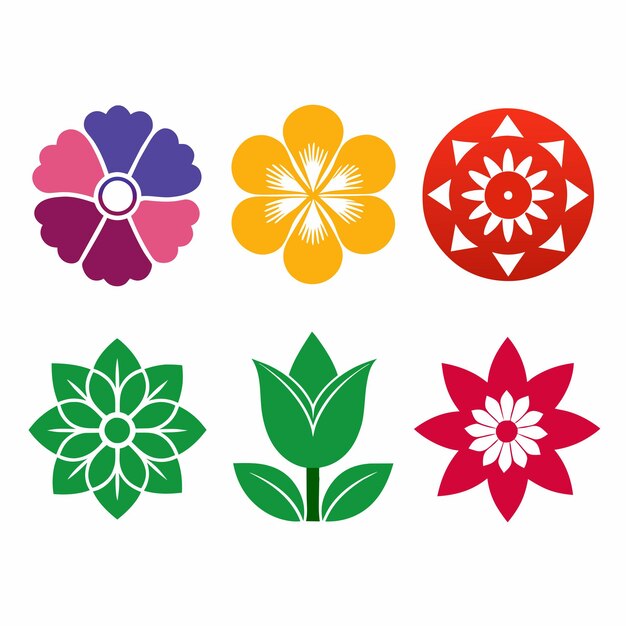 Vector createasetofflowericonvectorartillustratio 17