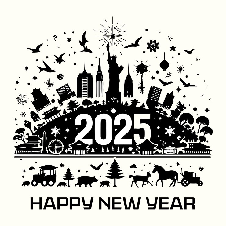 Vector createtive collection of happy new year 2025 vector design