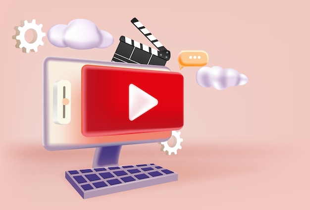 Creatie van video-inhoud d vectorillustratie online adverteren