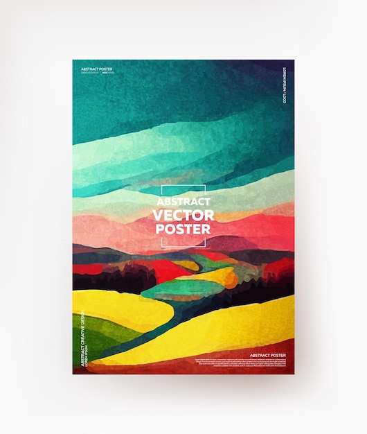 Creatief abstract landschap. Voor ansichtkaarten, omslagen, boekjes, folders, enz. Vector.