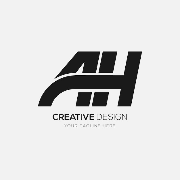 Creatief Ah of Ha monogram lijntekeningen logo
