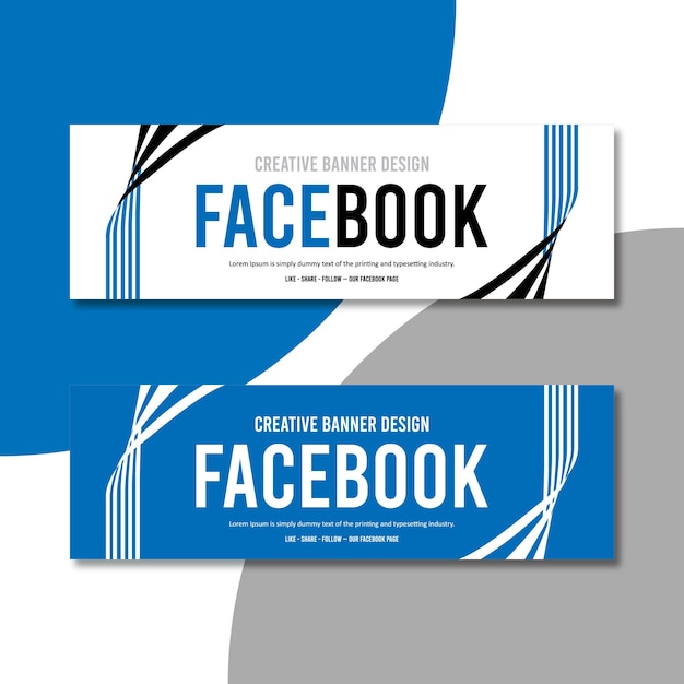 Vector creatief banner blauw-wit teken met facebook erop.