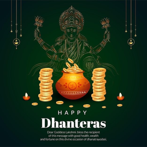 Vector creatief bannerontwerp van indiase festival happy dhanteras-sjabloon