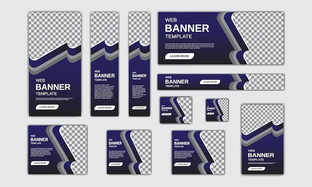 Vector creatief bannerontwerp websjabloon bundel set verticaal horizontaal en vierkant