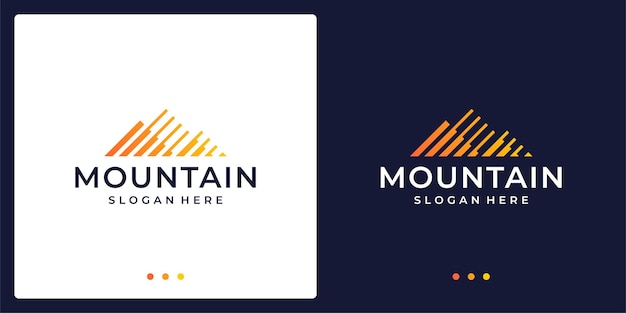 Creatief berglogo met lijn. symbool voor moderne marketing, analytisch. premium vector