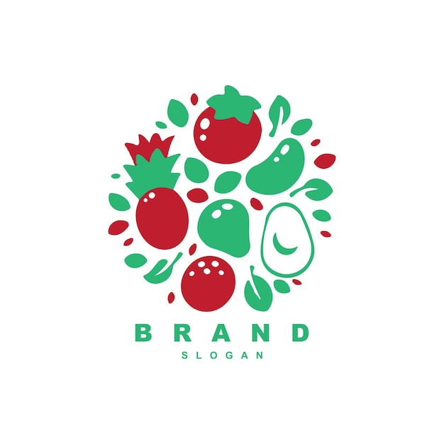 Creatief biologisch fruit groente natuur logo-ontwerp voor uw merk of bedrijf
