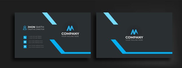 Vector creatief blauw en zwart moderne visitekaartje bedrijfsmodel ontwerp lay-out