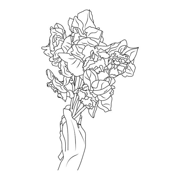 creatief bloemen handgetekend bloemlijnkunstontwerp