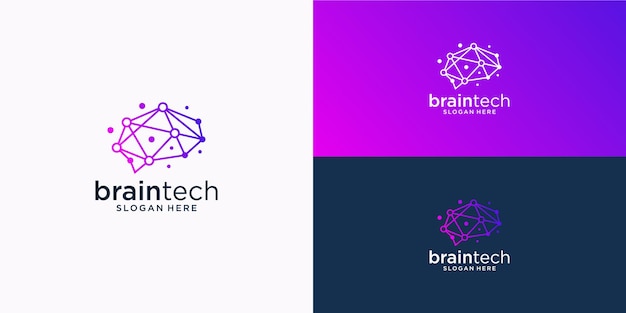 Creatief brein tech logo ontwerpsjabloon abstracte slimme geest voor moderne technologie logo
