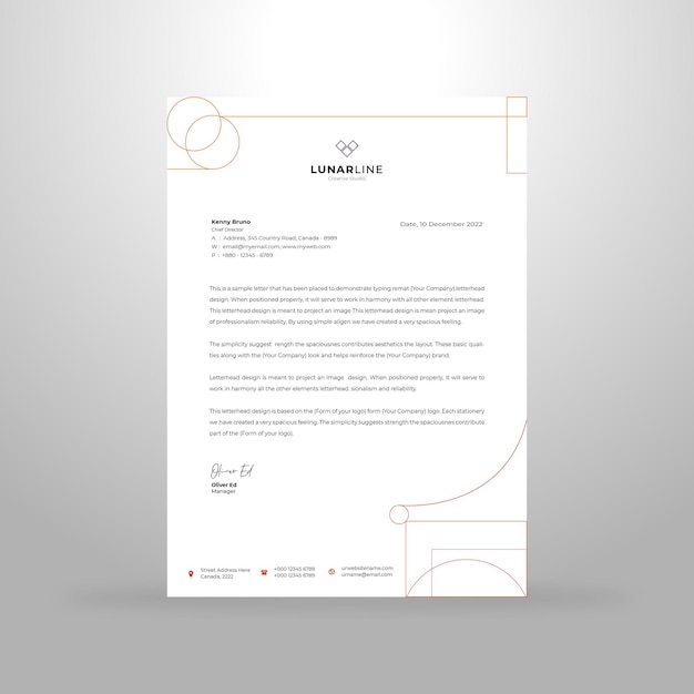 Creatief briefhoofd ontwerp sjabloon premium vector