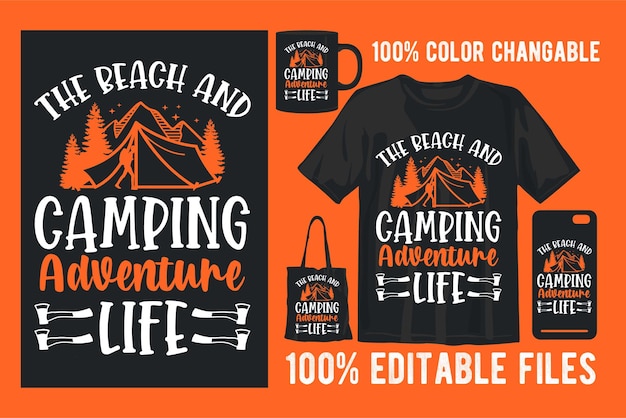 Creatief campingontwerp voor print on demand