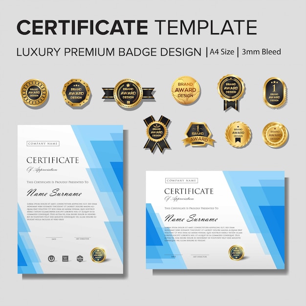 Creatief certificaatsjabloon met gouden details