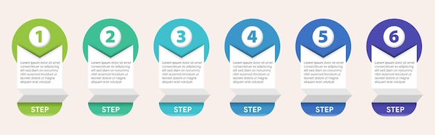 Creatief concept infographic ontwerp sjabloon met cijfers 6 stappen business