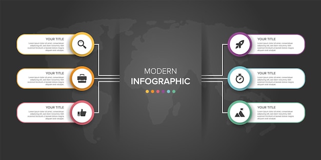 Creatief concept voor infographic element vector 6 opties, stappen, lijst, proces. Abstracte elementen