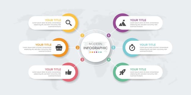 Creatief concept voor infographic element vector 6 opties, stappen, lijst, proces. Abstracte elementen