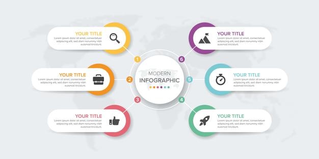 Creatief concept voor infographic element vector 6 opties, stappen, lijst, proces. Abstracte elementen